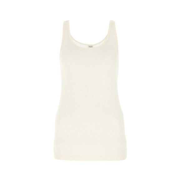 Saint Laurent Women Ivory Modal Blend Tank Top